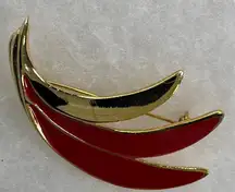 Vintage Monet wings red gold tone brooch