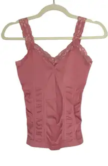 F&F VTG lace trim Babydoll Tank top Y2K fitted Cami pink Fairy core 90's grunge