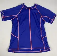 Nike  Swim Shirt Full Front Zip‎ Dark Purple/Blue With Pink Trim XL Activewear