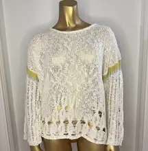 NWT Women’s FATE Fall Winter Striped Knitted Hole Sweater Top Sz Small