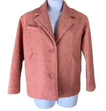 Elodie Medium Boucle Jacket Pink Long Sleeved Button Front Coat Pockets Womens