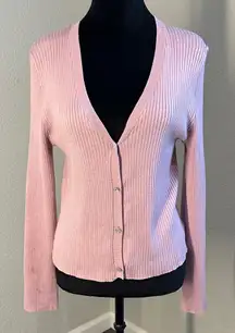 Hippie Rose Pink V-Neck Button-Up Women's Sweater