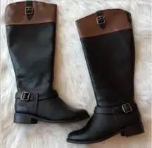 Boots Womens 7.5 New In Box Black Tan Zip Up