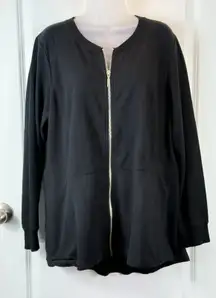 Denim Company Black Full Zip Cardigan Jacket Womens L Long Sleeve Large