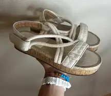 Schutz Womens Demmy Sandals White Natural Espadrille Quilted Rope NEW 7.5