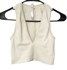 Urban Outfitters Out From Under Womens Medium Crop Top White Sleeveless V Neck