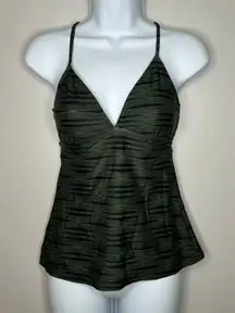 Athleta Ariel Green and Black Cutout Lace-up Back Tankini Top Size S