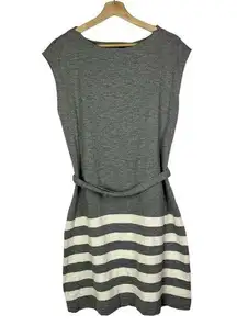 Gap Dark Gray Cotton White Stripe Hem Shift Mini Dress S