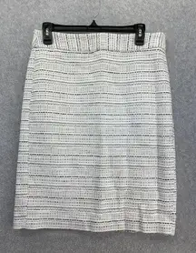 Banana Republic  Women's A Line Skirt Size 8 White Black Tweed Cotton Blend Lined