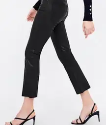 ZARA NWT Coated Black Cropped Bootcut Flare Jeans Sz 6