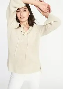 ✨Sadie&Love Cream Knit Lace Up Front Sz XL Sweater✨