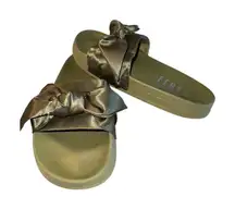 Vntg Fenty Puma Olive Bow Slide Rihanna uk5 us 7 8 Slides Sandals green