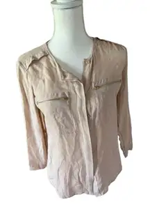 Theory Light Pink Button-Down Shirt with‎ Zip Chest Pockets