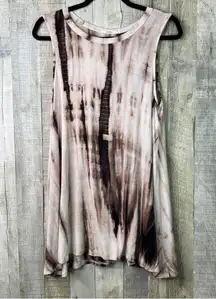 Acemi Size Small A-Line Brown & Tan Tie Dye Sleeveless Mini Dress