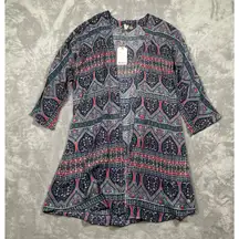 Roxy Kimono Medium Large Boho Beach Swim Cover Up Flowy Resort Cruise New