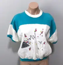 Pepsi 80s Vintage Retro Geometric Crop Sweater