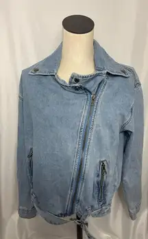Forever 21 Denim Blue Women's Jacket preppy casual long sleeve zipper Small