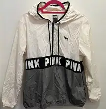 VS PINK half zip gray white black windbreaker Victoria’s Secret size XS S