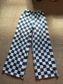 Blue And White Checkered Paper Bag Sweatpants