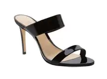 SCHUTZ Women's Leia High-Heel Black Patent Slip on Leather Sandals in Size 11