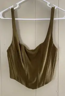 Bittersweet Olive Green Ribbed Corset Tank Top Women’s Size Small