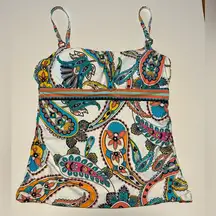 NEW La Blanca Tankini Swim Top Pave the Way Paisley Print Tummy Control