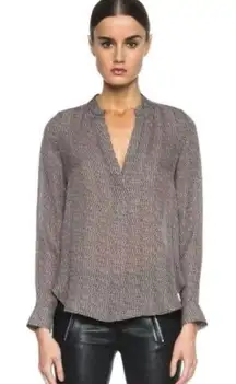 Vince Silk Striped Blouse Half Placket Size 4