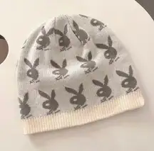 Playboy 90s Monogram Bunny All Over Beanie Cream White Winter