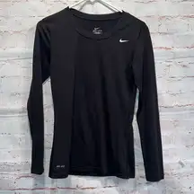 Nike Shirt Womens XS Black Crewneck Long Sleeve Dri Fit Activewear Fitness Gym