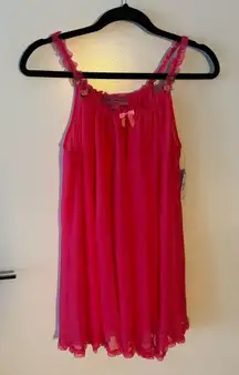 Betsey Johnson Pink Babydoll Nightgown Slip Bow & Roses NWT Size S
