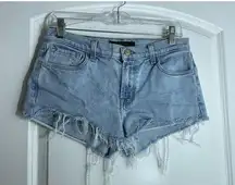 J Brand Mid Rise Light Wash Cut Off Denim Jean Shorts Jorts Size 28 Runs Big