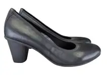 Vionic Womens Black Leather Block Heel Pumps Shoes Comfort Size 9