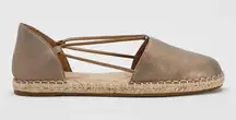 Eileen Fisher Lee Metallic Suede Espadrille Flat Women’s Sz 8 Platinum Jute Shoe