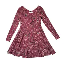 Peruvian Connection Persian Swing Dress Womens Small Red Print Long Sleeved