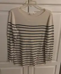 GAP Women's Striped Boat Neck Ribbed Long Sleeve Sweater Top Size L
