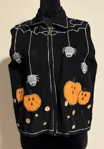 Preloved Paul Harris Design Black and White Halloween Zip Up Vest size small