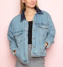 Brandy Melville Shaine Corduroy Collar Blue Denim Jacket SOLD OUT EVERYWHERE!