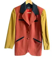 90s Vintage EXPRESS | Rust and Pea Green Color block Blazer Suit Jacket | Small