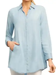 Foxcroft Blue Cici Tencel Tunic Shirt 6