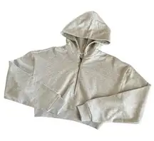WeWoreWhat Revolve Half Zip Heather Gray Fleece Cropped Hoodie Size Medium NWT