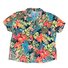 Sag Harbor  Vintage Multicolor Tropical Floral Hawaiian Button Up Shirt