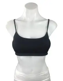 Weekday Ophelia Black Soft Ribbed Knit Spaghetti Strap Scoop Neck Bra Size L