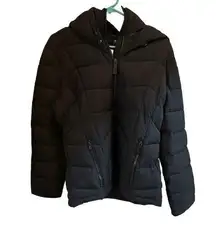 Calvin Klein Women's Quilted Puffer Jacket with Hood Black L Winter Casual