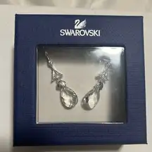 Swavorski Swarovski Crystal Silver Tone Dangle Pierced Earrings New in Box