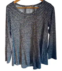 NWOT Soft Surroundings Gray/Blue Striped Top Small