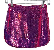 Pink Neon Sequin Mini Skirt Double Lined‎ Fashion Nova