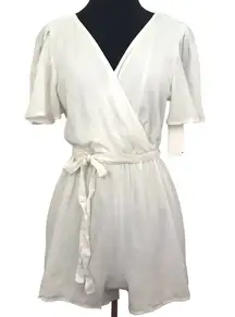 NWT ROW A White Belted Romper Size Medium Summer Romper