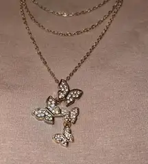 Gold Layered Chain Butterfly Necklace