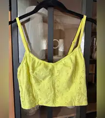 Free People eyelet cami tank top cropped neon full bloom banana intimately lace