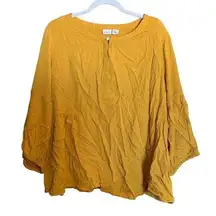 Westbound Womens Plus Size 2X Yellow Rayon Blouse Ladies Top